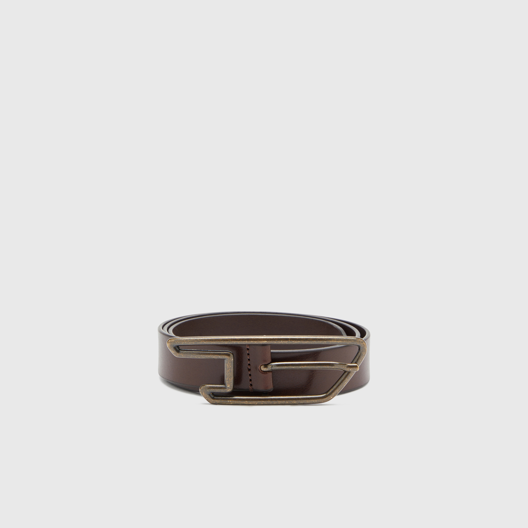 Diesel - Ceinture 3 cm en cuir avec boucle à logo D - Ceintures - Mixte - Marron