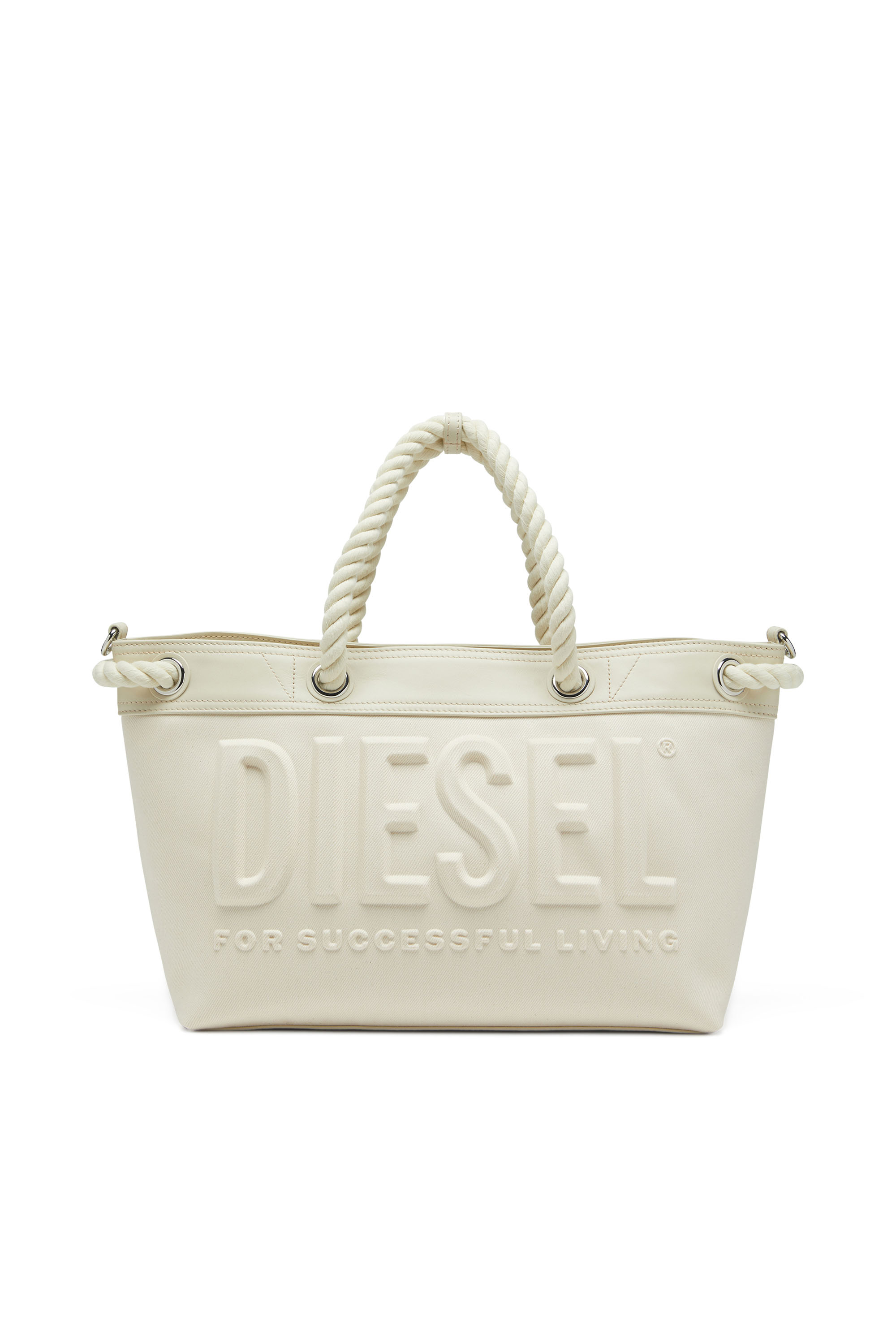 Diesel - Rope Tote M - Denim tote bag with rope handles - Shopping Bags - Woman - White