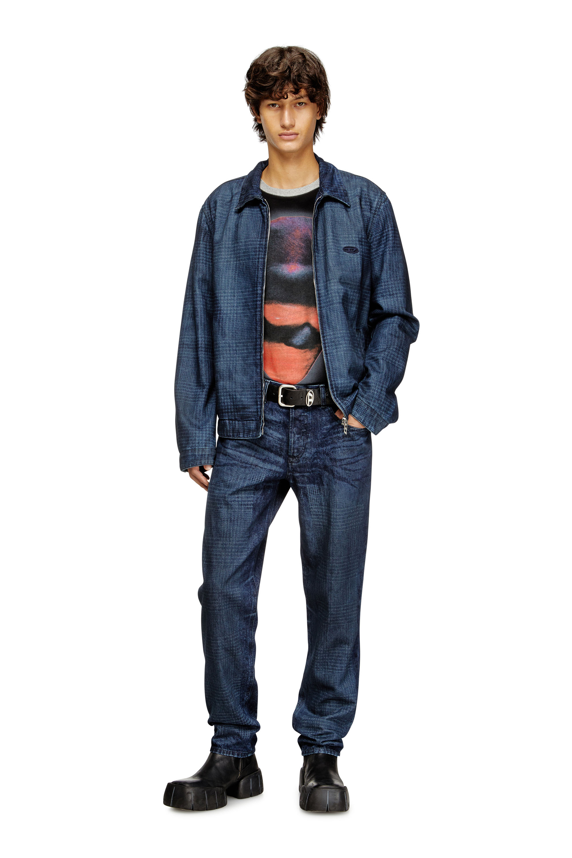 Diesel - D-ROHEEN-S, Man's Jacket in Prince of Wales denim in Dark Blue - 2